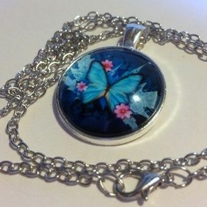 Blue Butterfly Necklace, NWOT